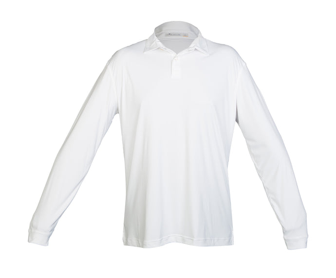 Men's Peter Millar Featherweight Mélange Long-Sleeve Performance Polo